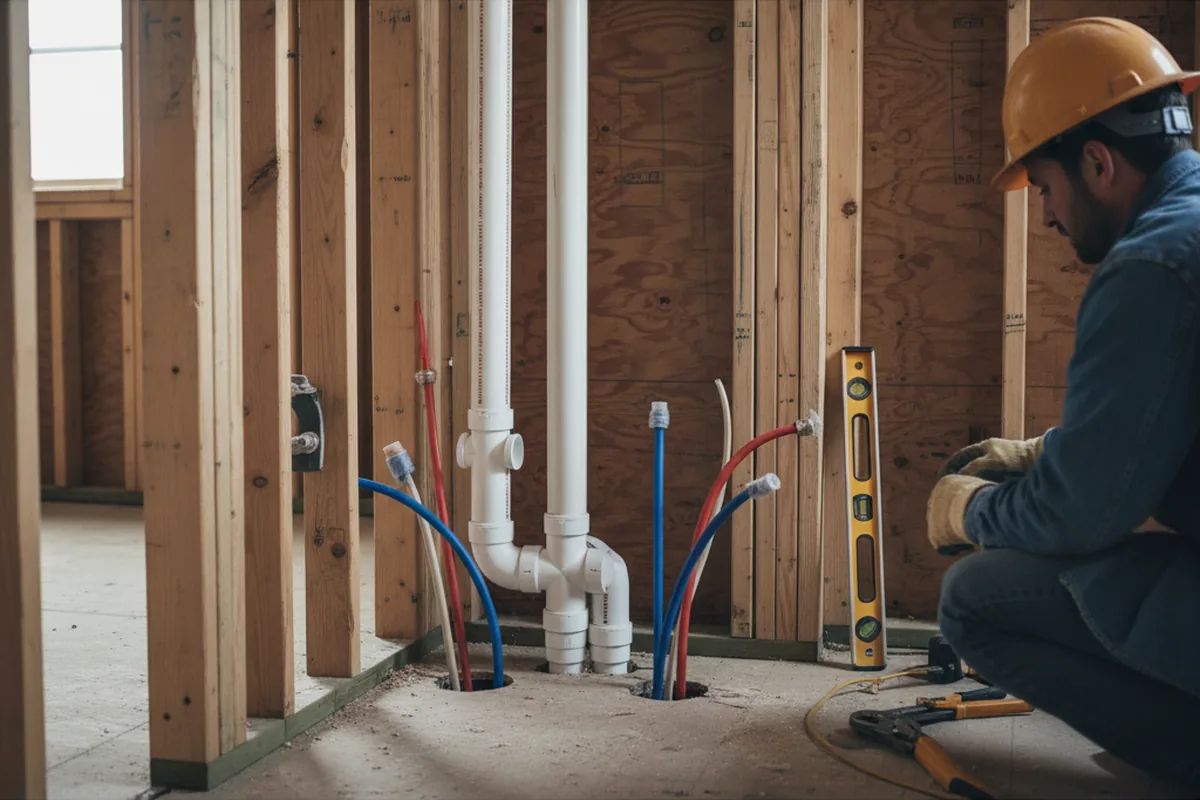 Drain and supply rough-in during Sump Pump Repair in Battiest