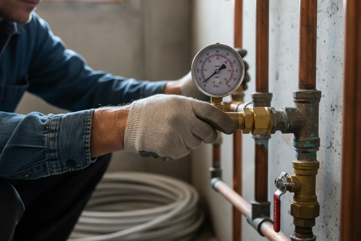 Pressure testing a repaired line during Water Line Repair in Battiest