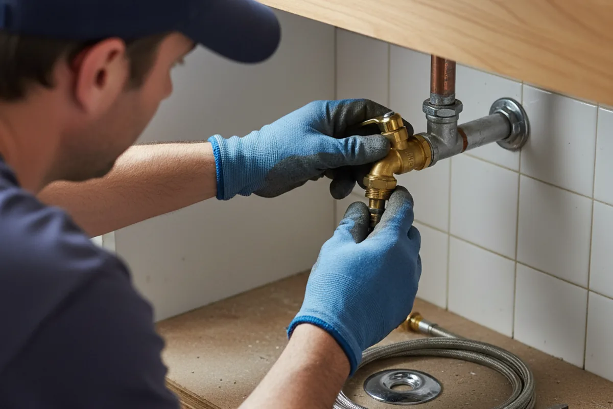 Shutoff valve and fitting work during Burst Pipe Repair in Battiest